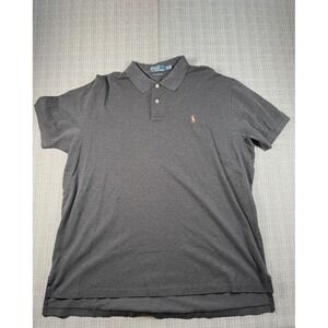 Polo Ralph Lauren Mercerized Pima Mesh Polo Shirt Mens 2XL Gray Logo Cotton